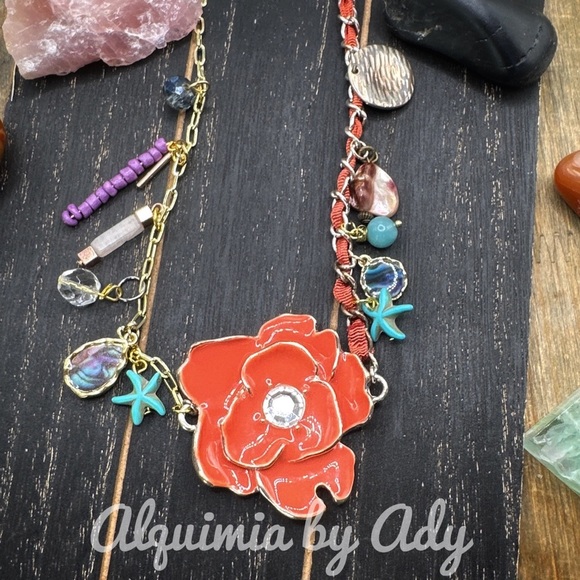 Alquimia Blue and Orange Necklace with Vibrant Beadwork - Picture 2 of 2